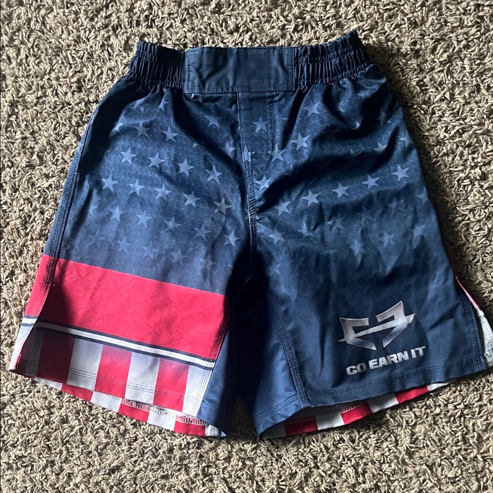 Men's Blue and Red Shorts